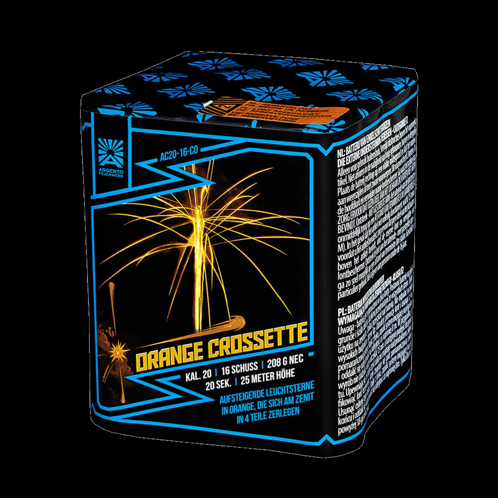 Argento Vuurwerk Orange Crossette 16 shots