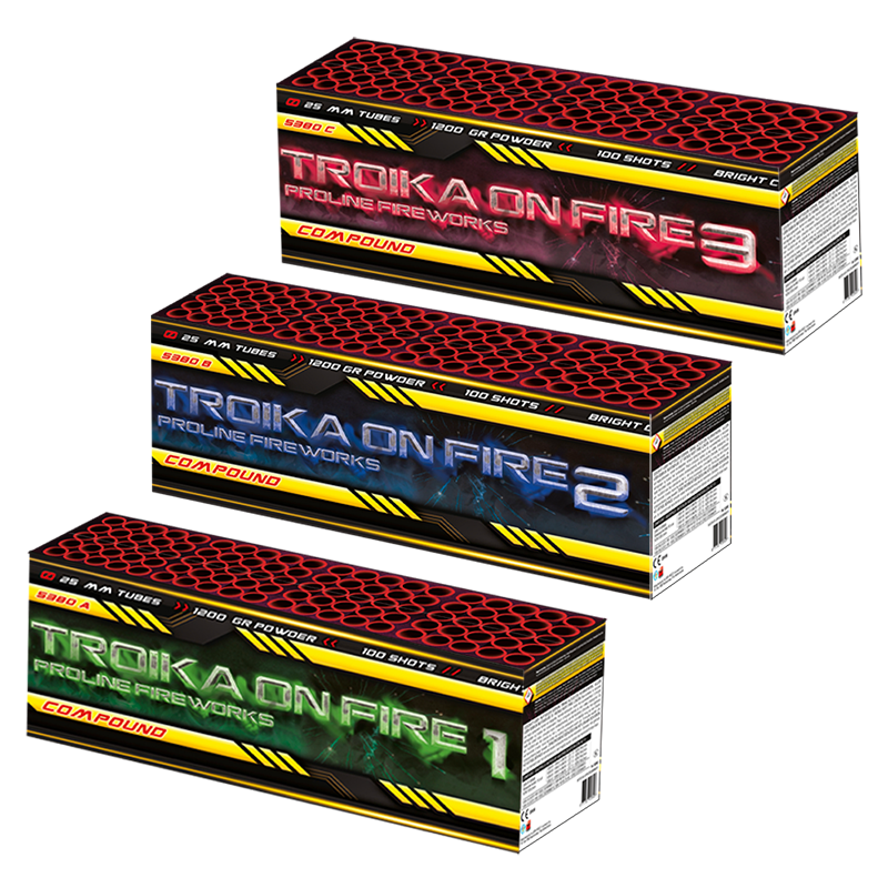 Troika on Fire 3x100 shots 25mm