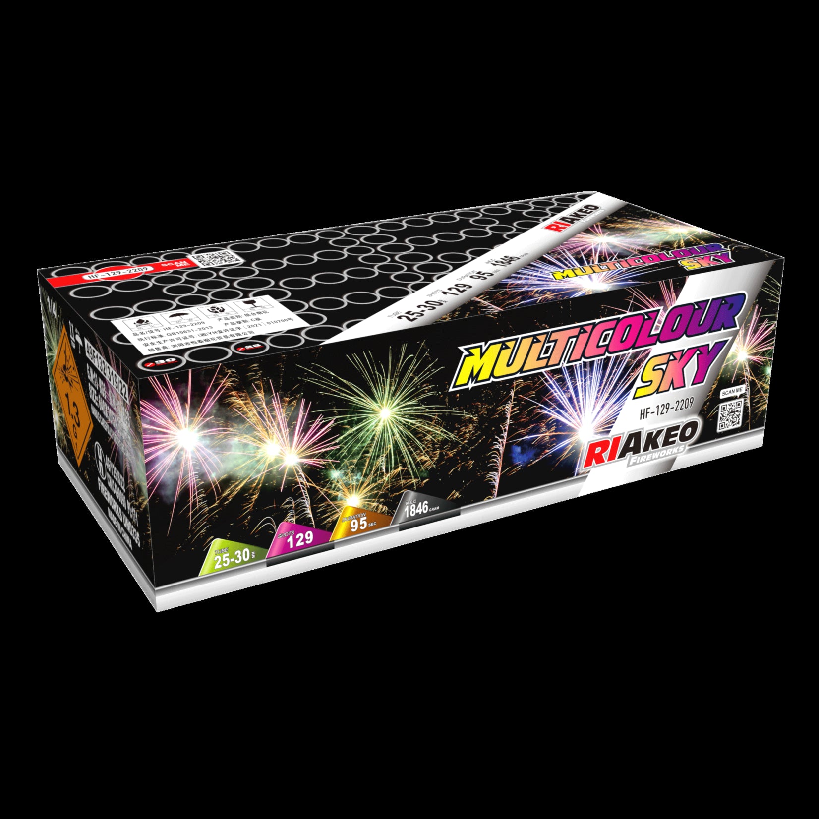 Riakeo Fireworks Multicolour Sky 129 Shots