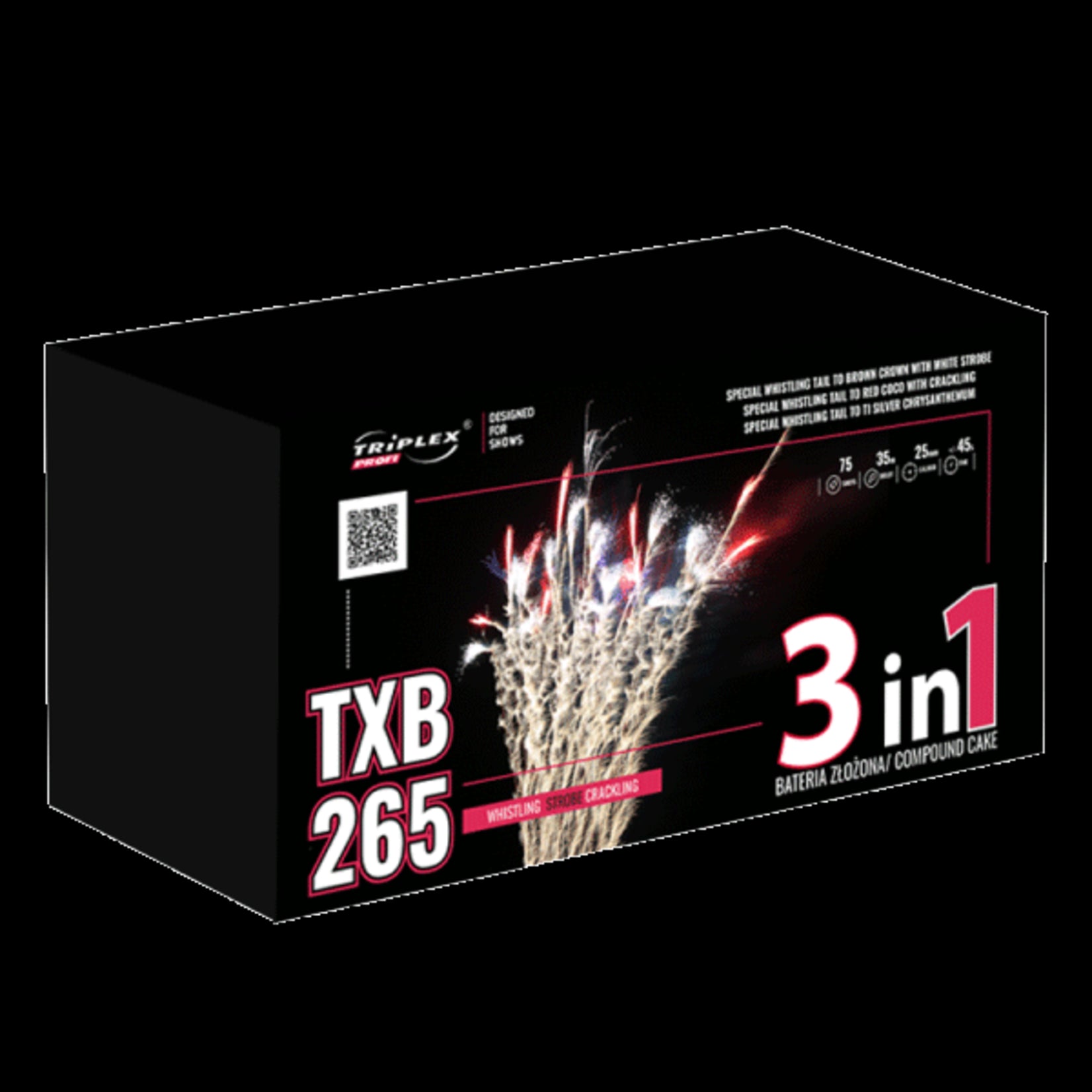 Triplex Fireworks TXB265 Whistling Strobe Crackling 75 shots